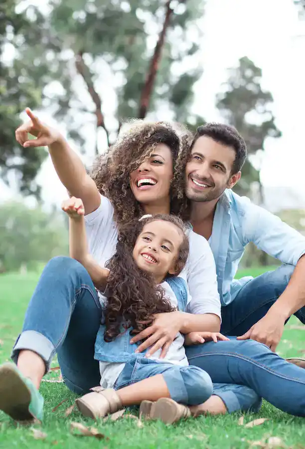happy family posing for picture