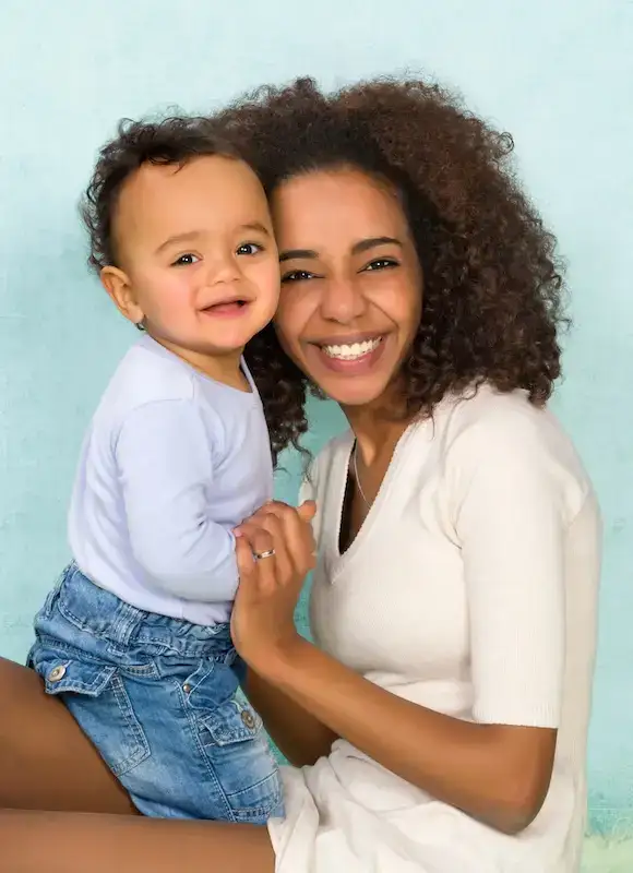 happy mom with her baby
