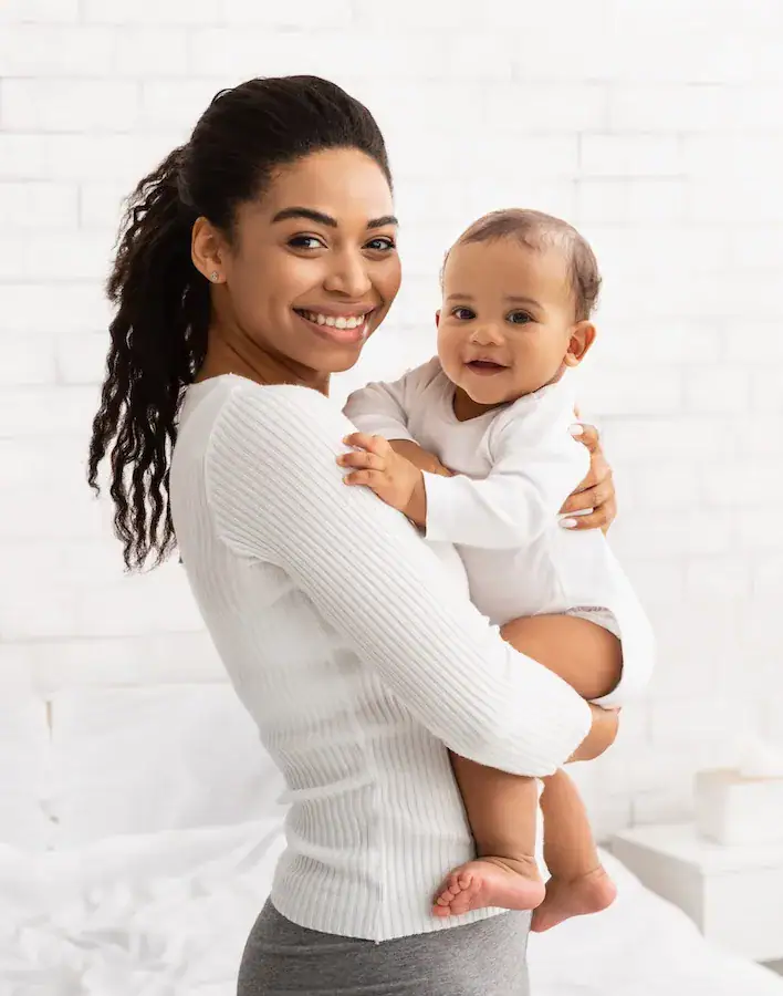 mom with smiling baby