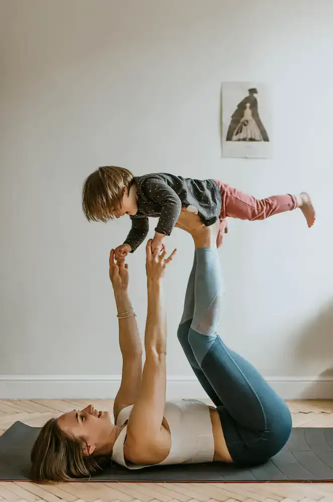 smbc exercising with toddler